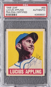 1948 Leaf #59 Luke Appling Signed Card – PSA/DNA